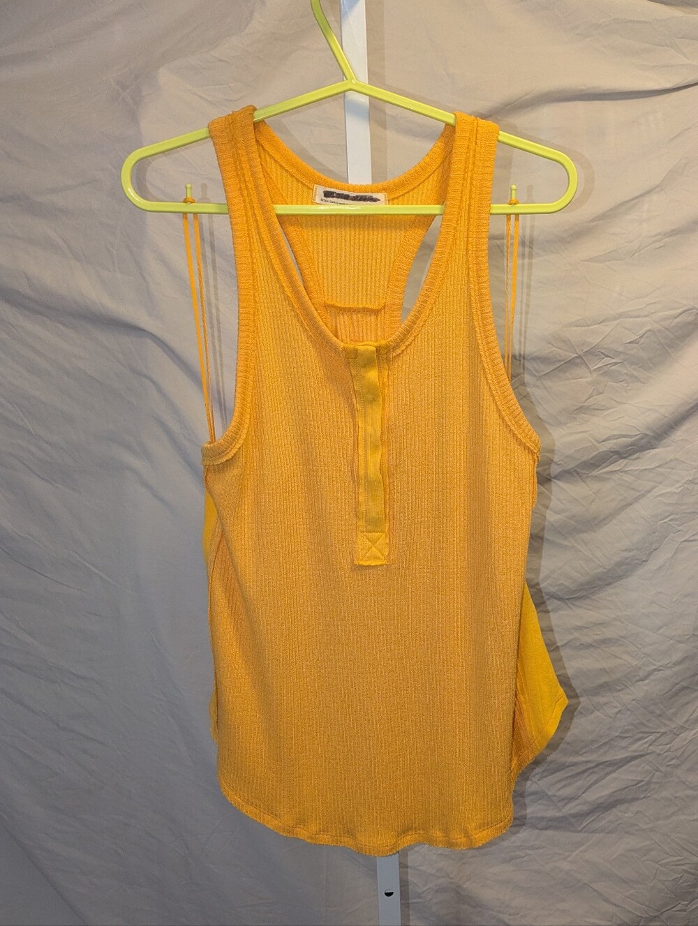 We The Free Jamie Ribbed Racerback Henley Tank Top Yellow Size XS(Fits Like Med)